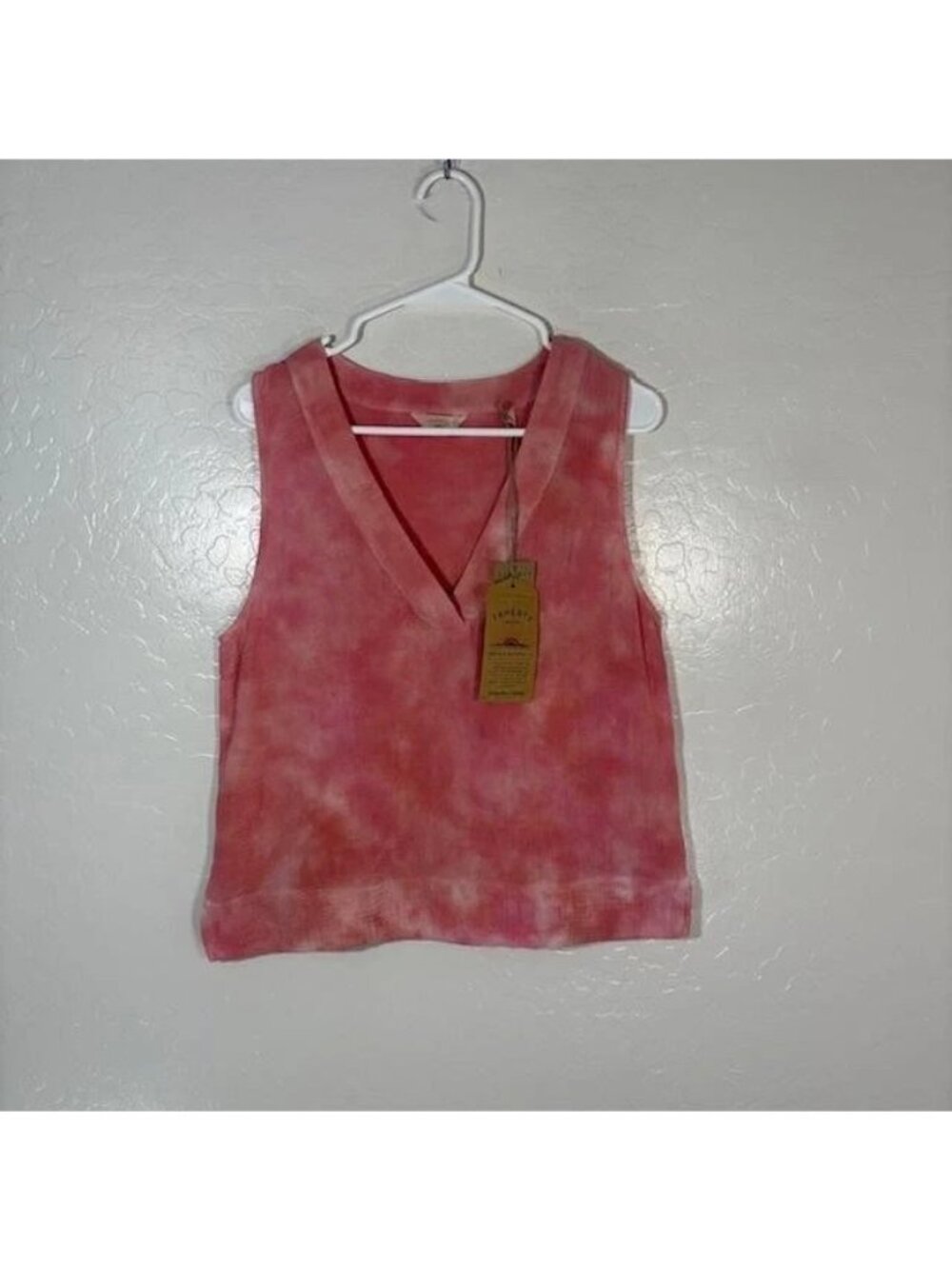 Faherty Shirt Womens Medium Pink Dune Cotton Gauze V Neck Sleeveless Tank Top - Picture 5 of 7